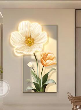 3d立体入户玄关装饰画客厅过道走廊正对门带led灯花壁画高级挂画