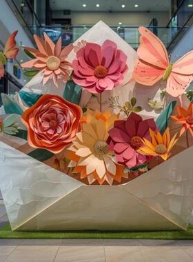 网红信封拍照打卡道具造型美陈花艺造景婚庆空间布置背景引流道具