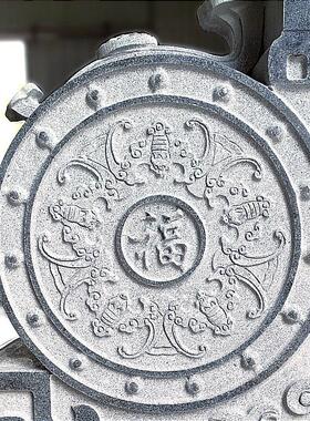 芝麻黑石雕门墩抱鼓石一对花岗岩麻石门鼓中式五福门墩大门口摆件