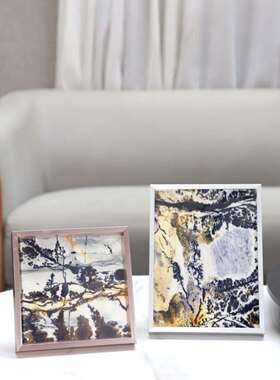现代简约抽象山水厅画框饰画术摆装件别墅艺民宿1881客卧室家居装