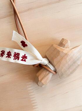 正品木刻祝自习挂室原创超萌愈桃木小斧子福礼物治手工好运汽车饰