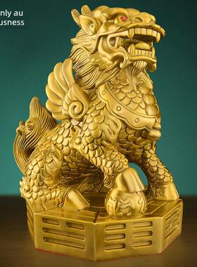 铜麒麟摆件一对黄铜八卦招财公母镇宅办公室客厅玄关店铺开业送礼