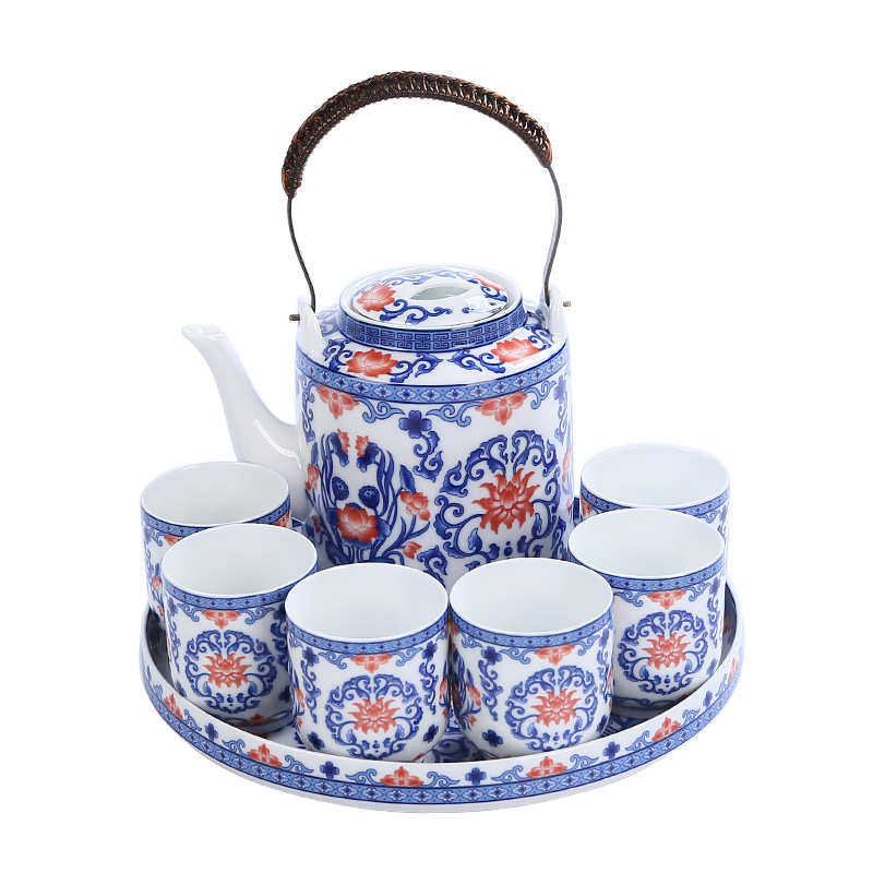 功夫茶具套装陶瓷托盘大容量提梁茶壶茶杯整套会客商务礼品伴手礼,淘宝优惠券,粉丝福利购,淘宝优惠卷