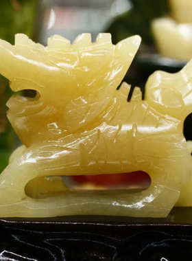 天然黄玉麒麟摆件小号文昌塔摆件办公桌书桌家居室内摆设