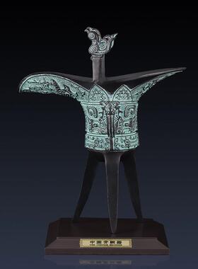 纯黄铜爵杯工艺品办公室客厅装饰摆件仿古中式酒杯礼品铜制品摆件