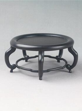 大红酸枝紫光檀明式圆几底托花瓶盆景茶壶玉石古玩木雕底座榫卯