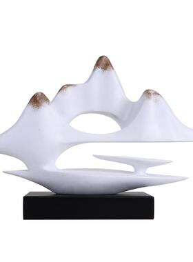 新中式办公室靠山雕塑茶室家居软装饰品客厅电视柜玄关酒柜摆件