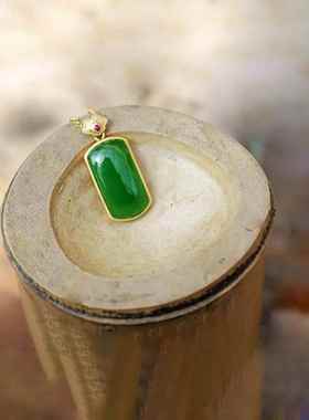 2026初见 和田碧玉中式古风玉髓无事牌吊坠沙金女送人妈妈民族项