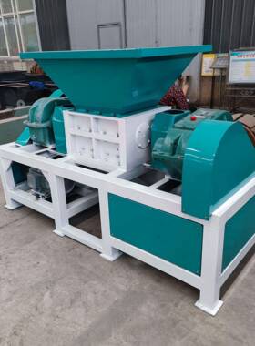 多能小型双功轴撕碎机塑木141材生活垃废铁废旧轮胎金料属撕圾碎