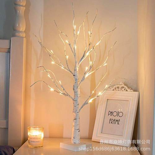 遥控仿真白桦树灯跨境led卧室房间装饰圣诞幻彩彩灯创意可调光 - 图2