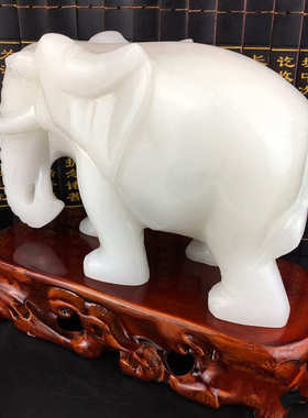 开业送礼 阿富汗白玉大象摆件批发 商务办公室客厅白玉大象摆饰