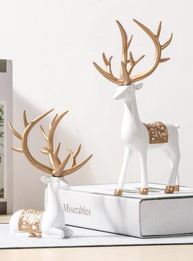 斯堪的纳维亚创意鹿饰品现代极简主义客厅酒柜家居装饰财富礼品无