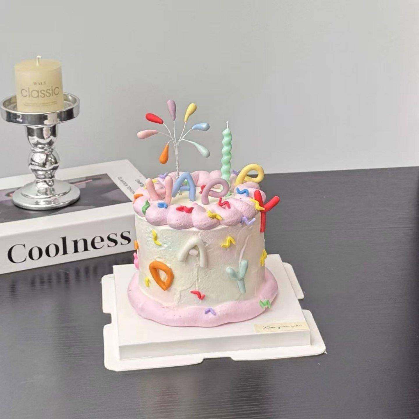 彩色礼花蛋糕装饰软胶生日happy英文字母儿童生日派对甜品摆件,淘宝优惠券,粉丝福利购,淘宝优惠卷