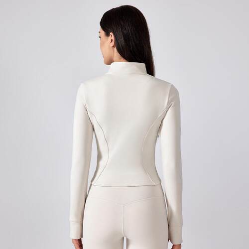 Women's tight fitting short stand up collar yoga suit top, - 图2