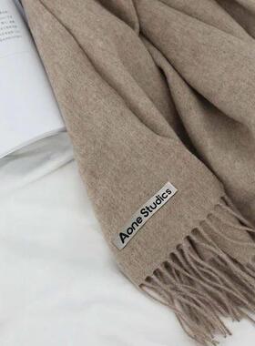 Luxury Brand 100% Wool Scarf For Women Men Solid Color Plain