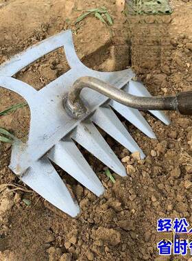 开荒搂神器多功能耙子全钢一体耙子拔除神器加长柄大号锄头