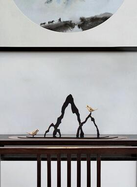 新中式金属摆件禅意家居艺术酒店大堂别墅样板房客厅玄关软装饰品