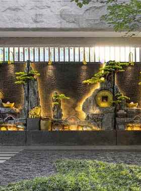 水幕墙假山流水喷泉鱼缸屏风酒店循环球办公室客厅会所落地摆件