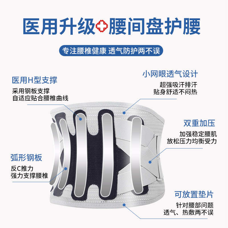 新款护腰带 运动透气钢板支撑固定护腰带四季发热保暖护腰带 - 图1