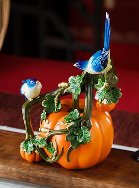 黄铜南瓜摆件福喜连枝客厅桌面玄关酒柜乔迁送礼装饰摆设品