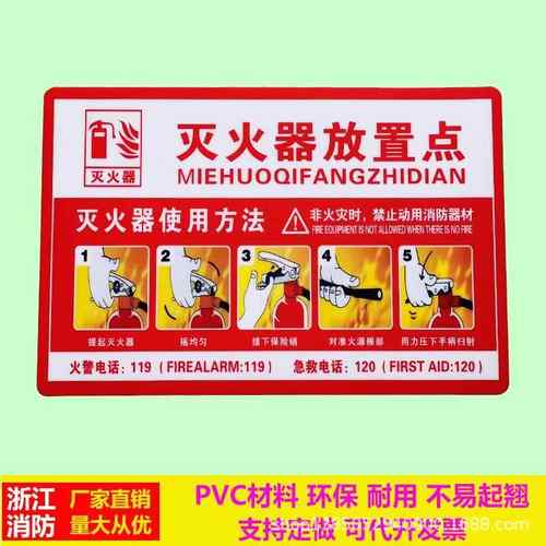 灭火器放置点使用方法说明标识牌消防安全标志 pvc警示贴标签定做 - 图2