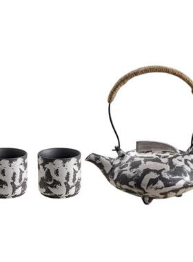 新中式展厅茶几茶具水墨风茶壶托盘工艺品组合软装酒店样板间摆件