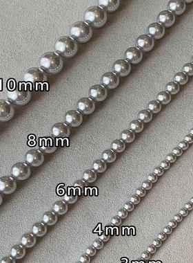 新加坡chomelkinsey真多麻银灰色珍珠项链女轻奢小众高级感毛衣链