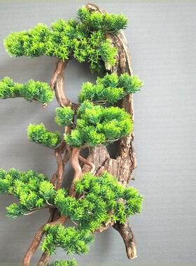 仿真迎客松树枝墙上装饰品植物枯木壁挂客厅场景布置造景创意挂件