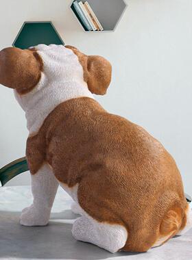 创意狗狗仿真狗摆件法斗犬模型沙皮狗雕像门口庭院花园造景装饰