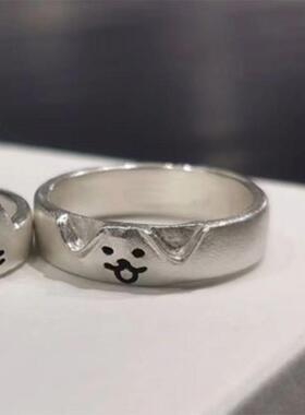 小众冷门戒指女学生党小猫和小狗可情侣对戒叠加可爱送女友指环简