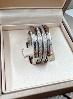 公价10.5万】99新宝格丽白金四环满钻弹簧戒指正品AN850556尺码询