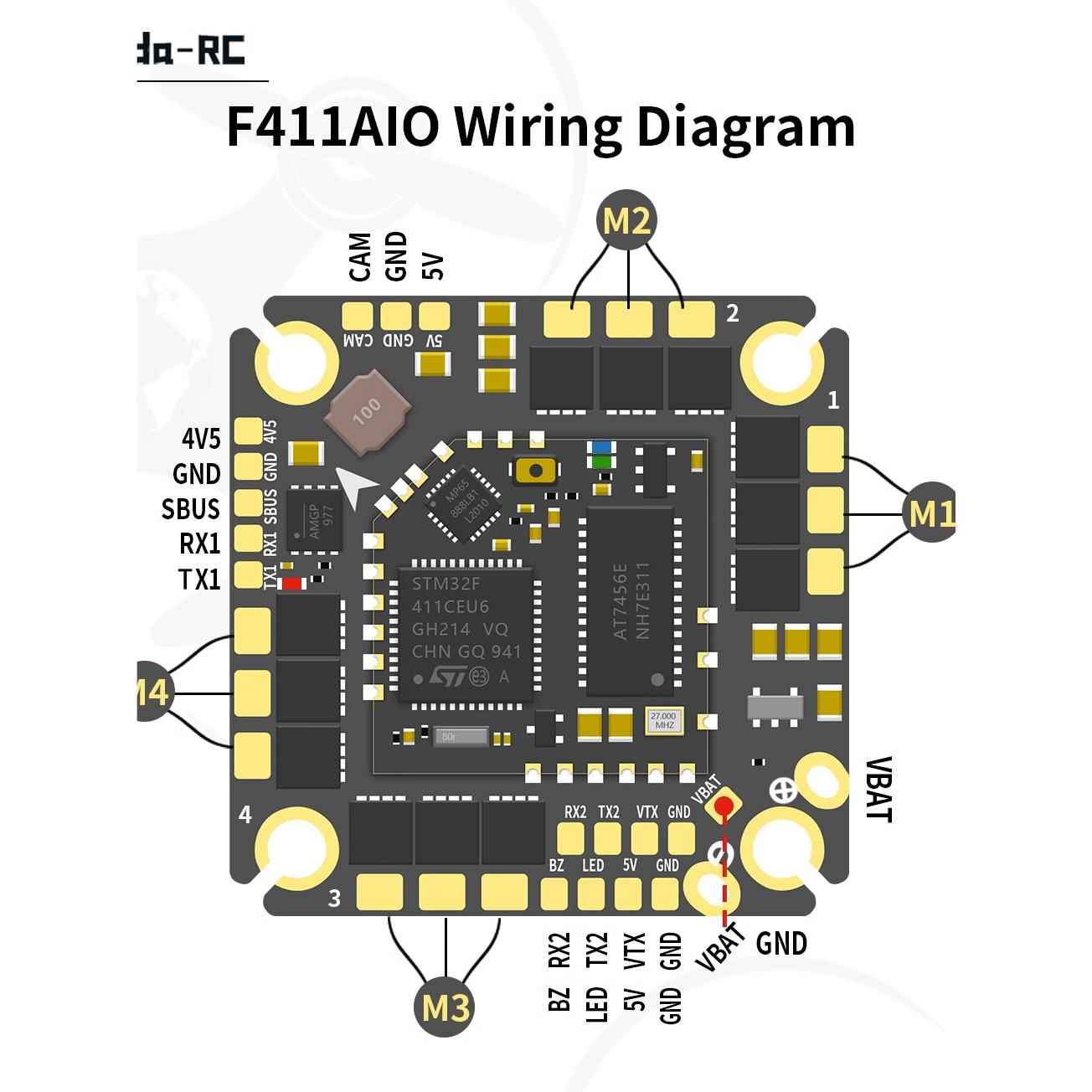 Aocoda-RC F411AIO F4飞控 45A电流 25.5 飞控电调一体 航模 FPV - 图1