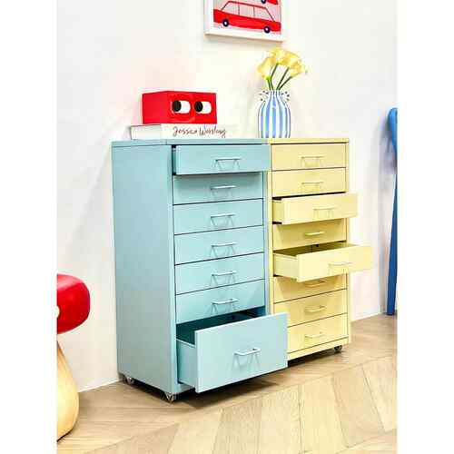 35宽家用铁皮收纳柜多层抽屉储物柜子客厅零食移动置物铁皮斗柜 - 图0