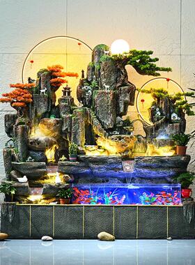 大型落地假山鱼池循环水客厅流水喷泉摆件风水轮户外玄关景观装饰