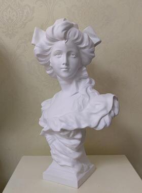 50cm高树脂西洋少女胸像美术雕像欧式风格酒店玄关客厅书桌面摆件