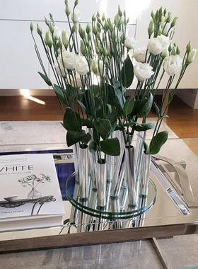 亚克力不锈钢花束花瓶摆件客厅现代简约玄关高端装饰轻奢高档花器