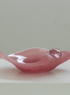 碧轩日式创意手工粉色创意磁粉玻璃果盘居家样板房台面茶几花盆