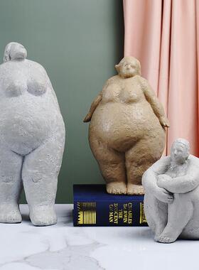 新款直销跨境欧式创意瑜伽胖女人树脂工艺品家居客厅玄关桌面装饰