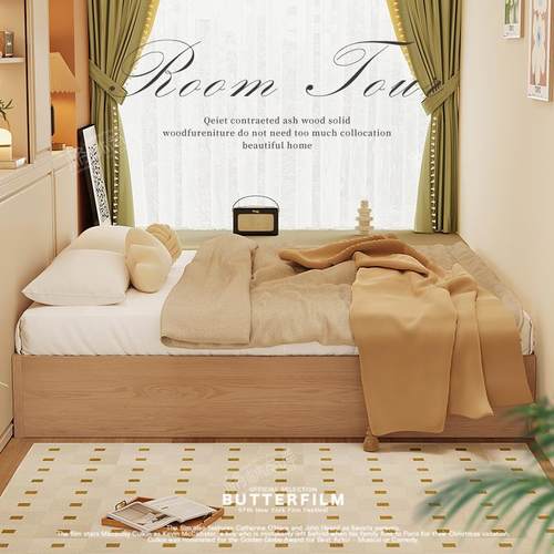 榻榻米落地床新型无床头总长1米9长的实木带储物空间儿童定制高箱 - 图0