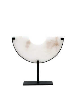 新中式半月几何大理石平安扣摆件样板间别墅酒店玄关工艺装饰品