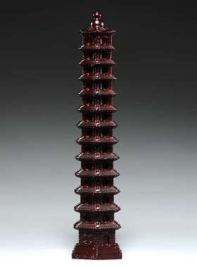 黑檀木雕刻13层文昌塔摆件木头文昌塔十三层家居客厅办公室装饰品