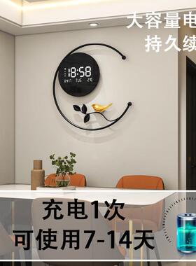 万年历电子LED钟表挂钟客厅现代简约网红轻奢高级感电子挂墙时钟