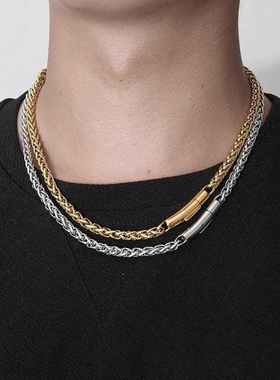 欧美跨境嘻哈龙骨链钛钢项链男款百搭不掉色锁骨链不锈钢饰品批发