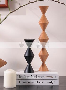 简约现代样板间客厅桌面花瓶摆件感烛台道具书装饰品