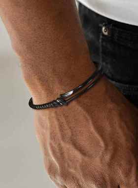 高档YUKI男士9I25银纯手银镯朗基NS欧美男女个性镯子手饰情侣饰品