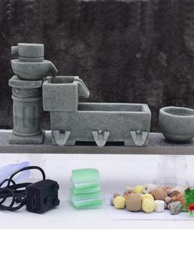 高档养循鱼增氧过滤器陶鱼缸田园环流水室外鱼池造景招瓷摆财送礼