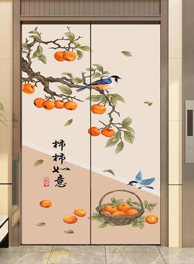 入户电梯门贴纸一梯一户高级感创意中国风入户门口墙面遮丑装饰画