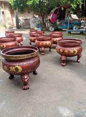 铸铁圆形万年香火香炉寺庙佛堂宗祠道观家用烧纸插香室内外供佛炉