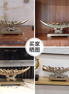 欧式摆件轻奢电视柜装饰品家居客厅玄关红酒架高档奢华象牙工艺礼