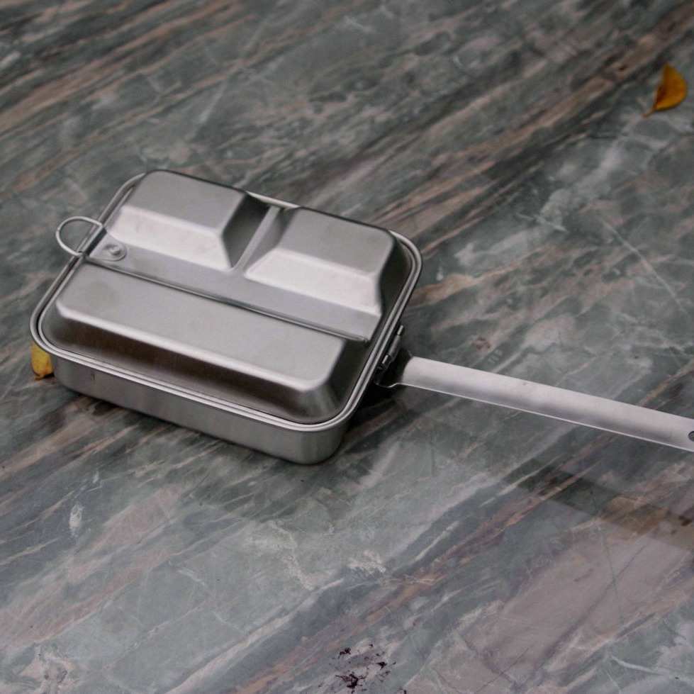 户外不锈钢304炊具饭盒 便携式野营套锅1-2人 美式单兵炊具饭盒 - 图1